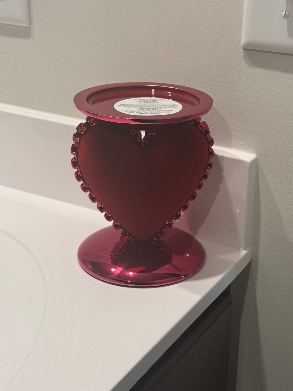 Decorative Red Heart Pedestal Candle Holder